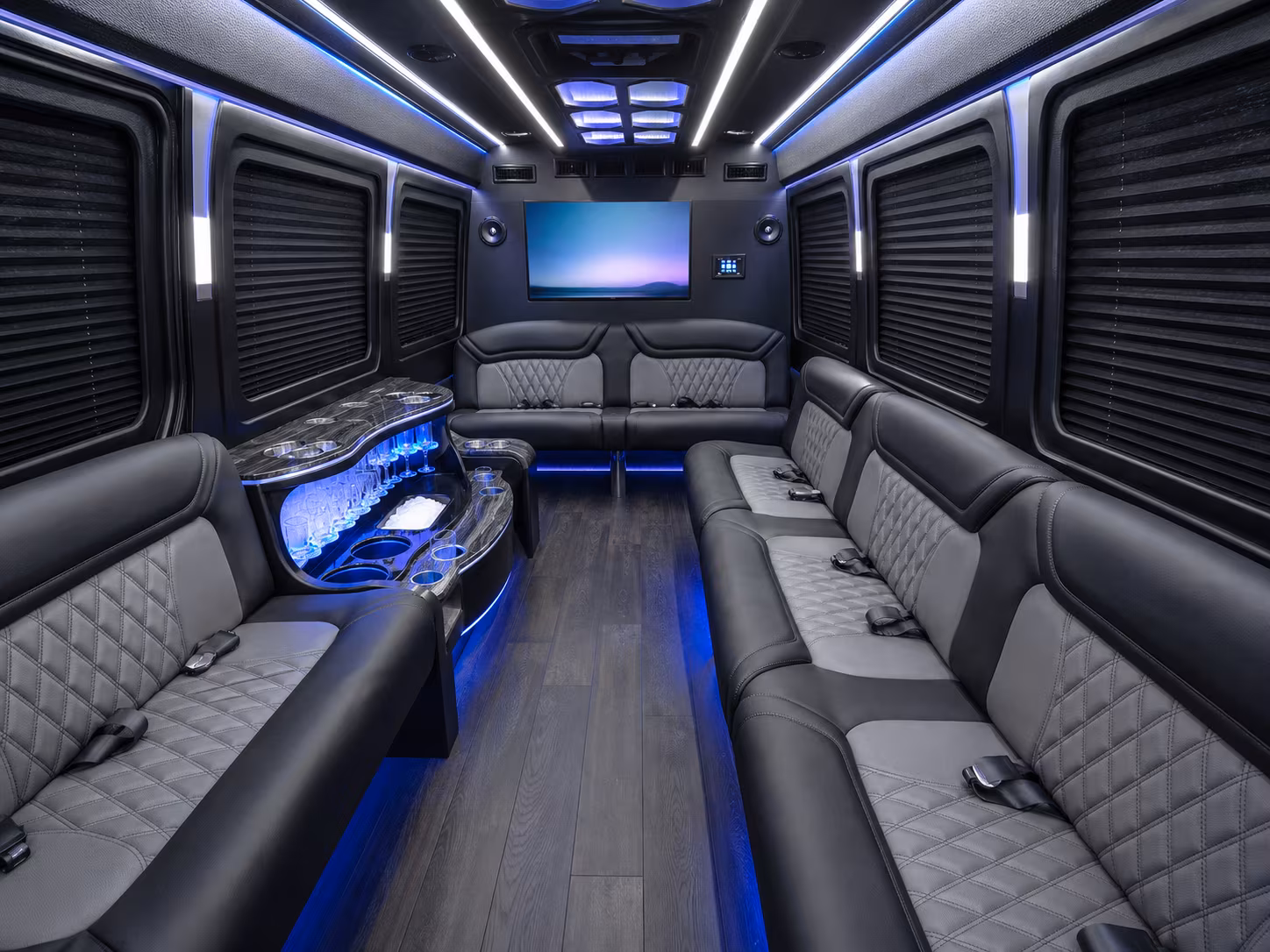 columbia 30 passenger party bus inside